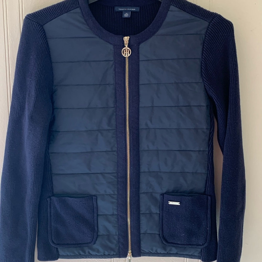 Women cotton jacket. Tommy Hilfiger, navy blue, super cute, XS. Used once